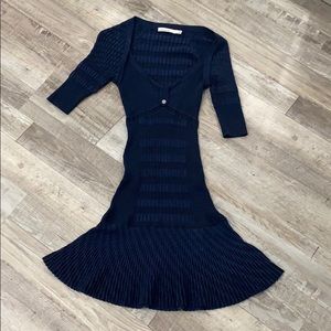 Karen Millen Sweater Dress - Black & Navy Sz 1